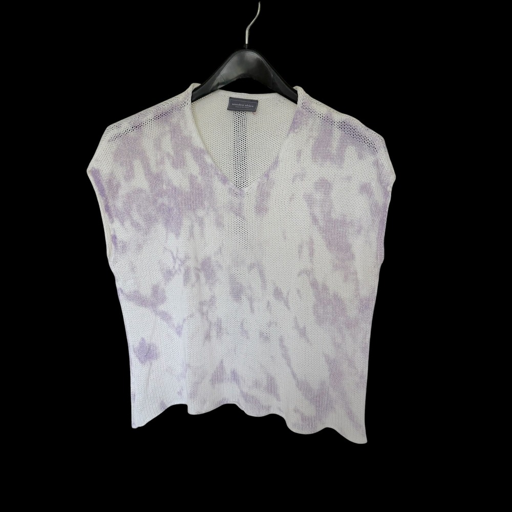 Wooden Ships Paola Buendia Tie Dye Knit Sweater Vest Purple White XS/S